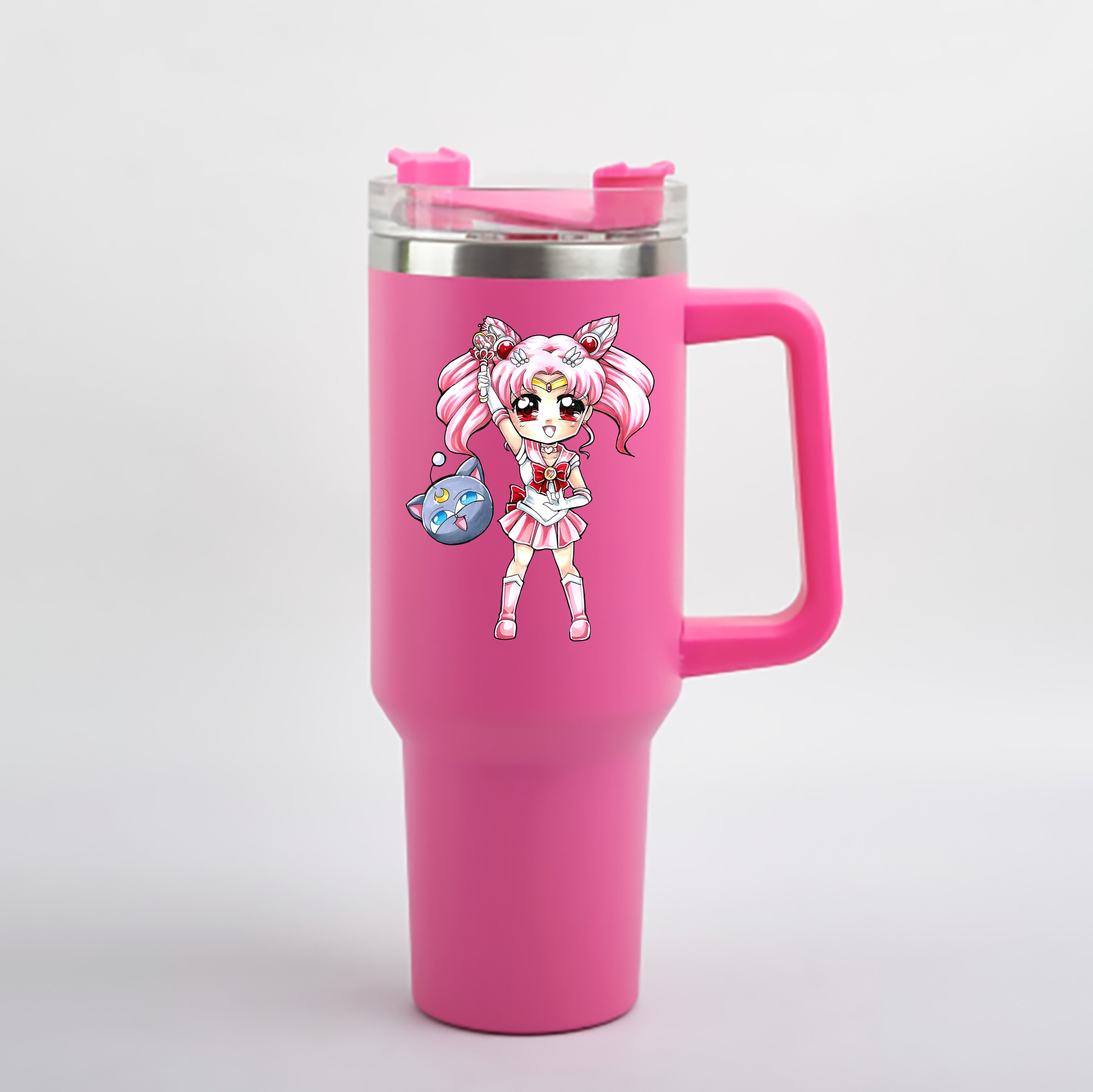 （画像用） 美少女戦士セーラームーン ちびうさ Sailor Moon Chibiusa Tsukino Usagi Small Lady Serenity 1200mL車用タンブラー - クリスタルステッカー（プラスチックストロー付き）